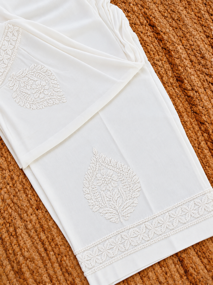 White Rayon Chikankari pant