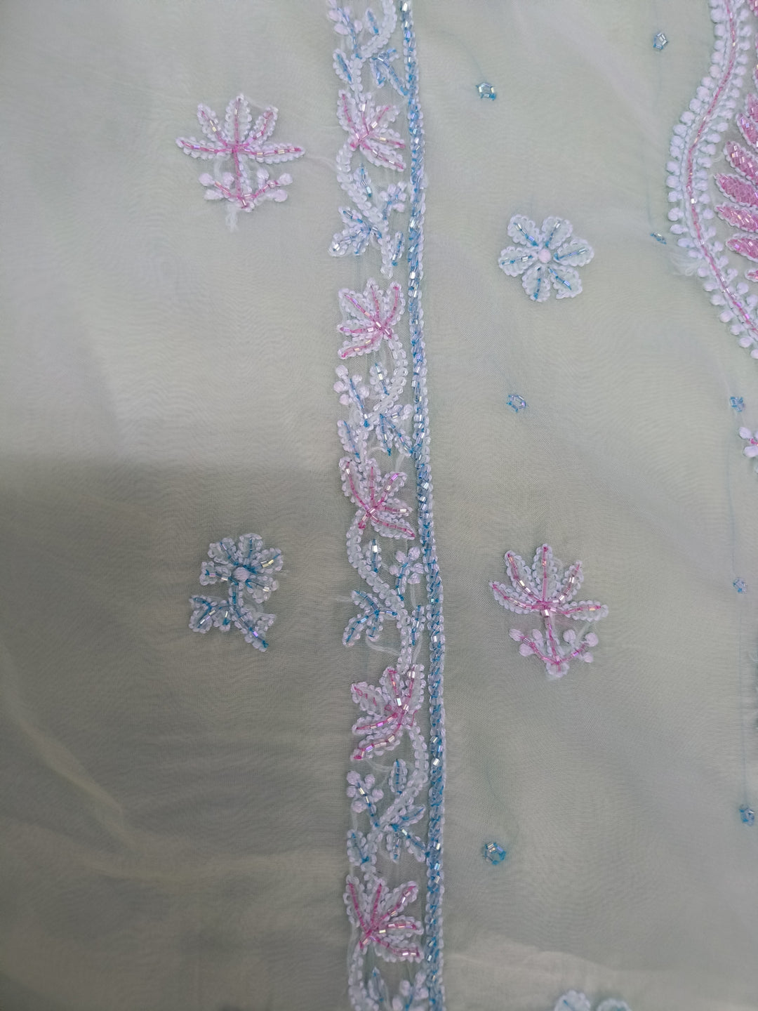 Mint green Chikankari kurta Duppata Fabric