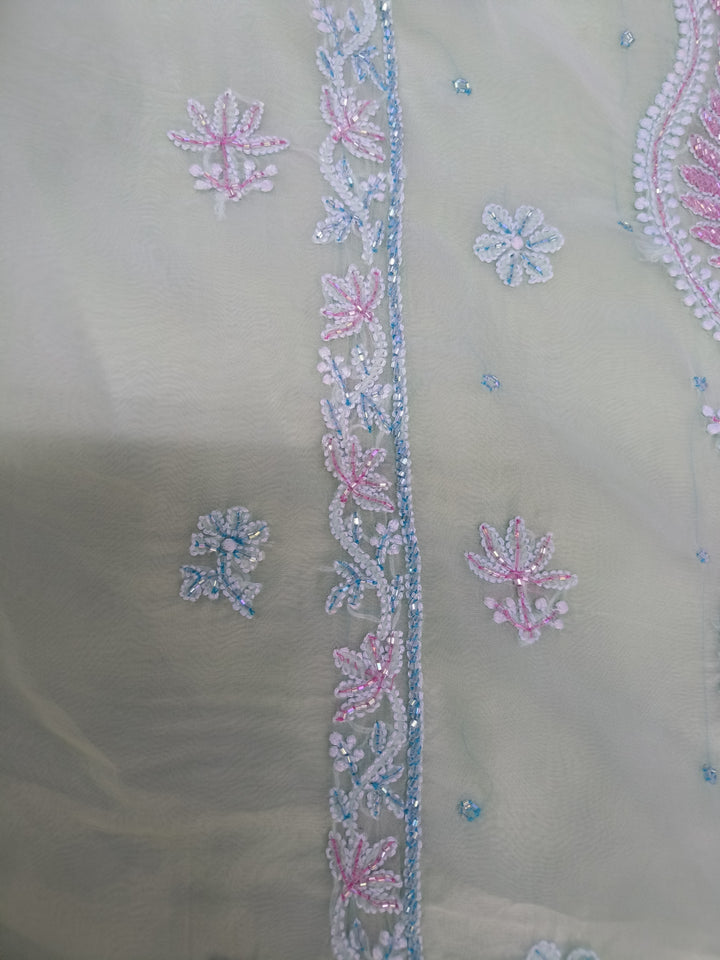 Mint green Chikankari kurta Duppata Fabric