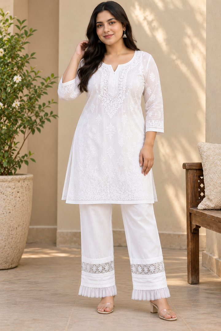 White Stretchable Lace pant