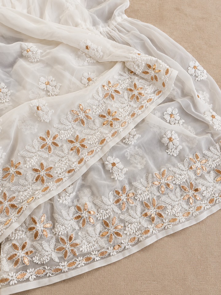 White Georgette Chikankari sharara