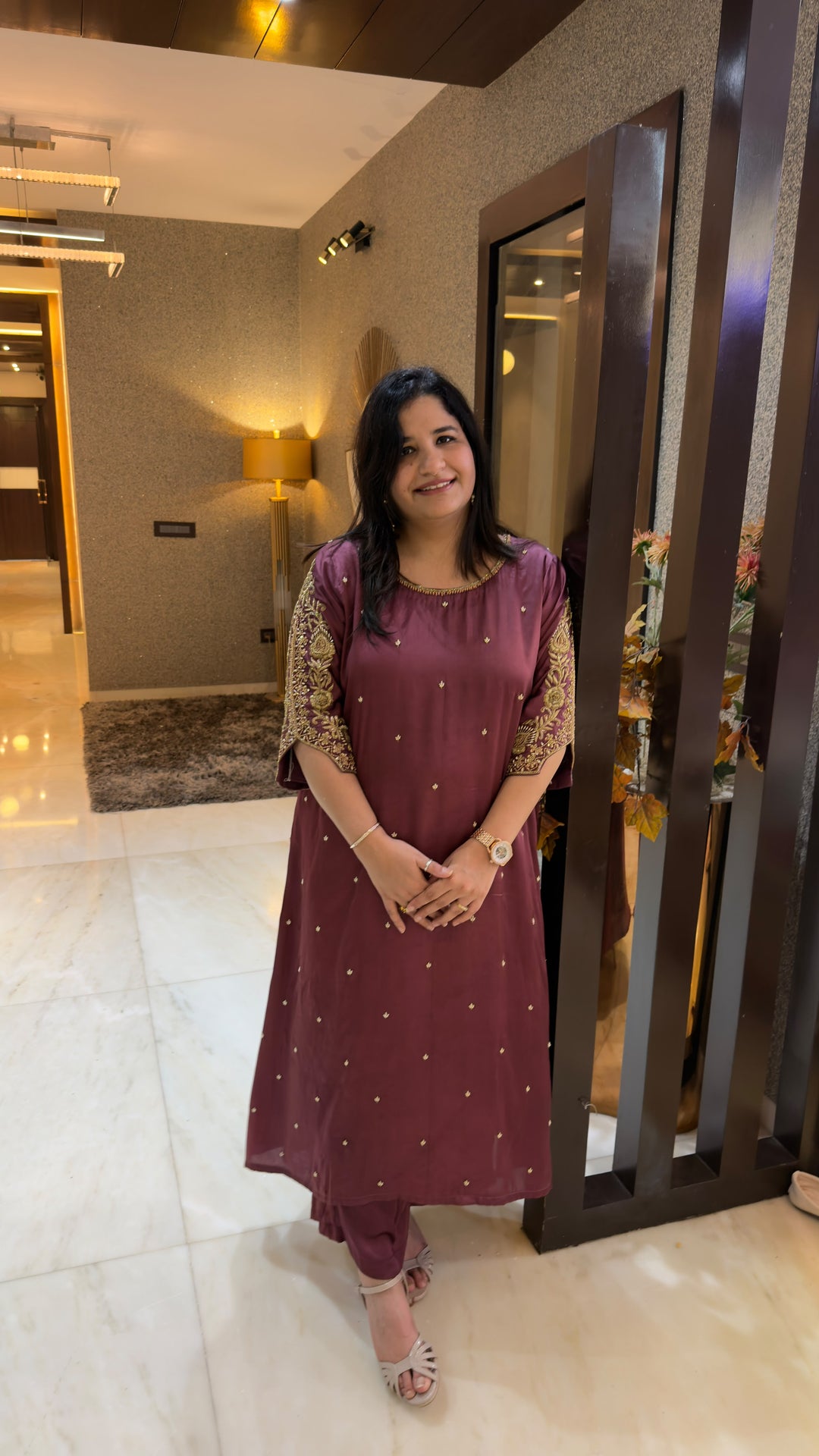 Brown Hand Embroidered Suit Set -Custom Made