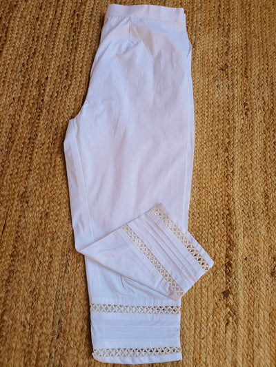 Desire Label White Stretchable Cotton Pant-Custom Made