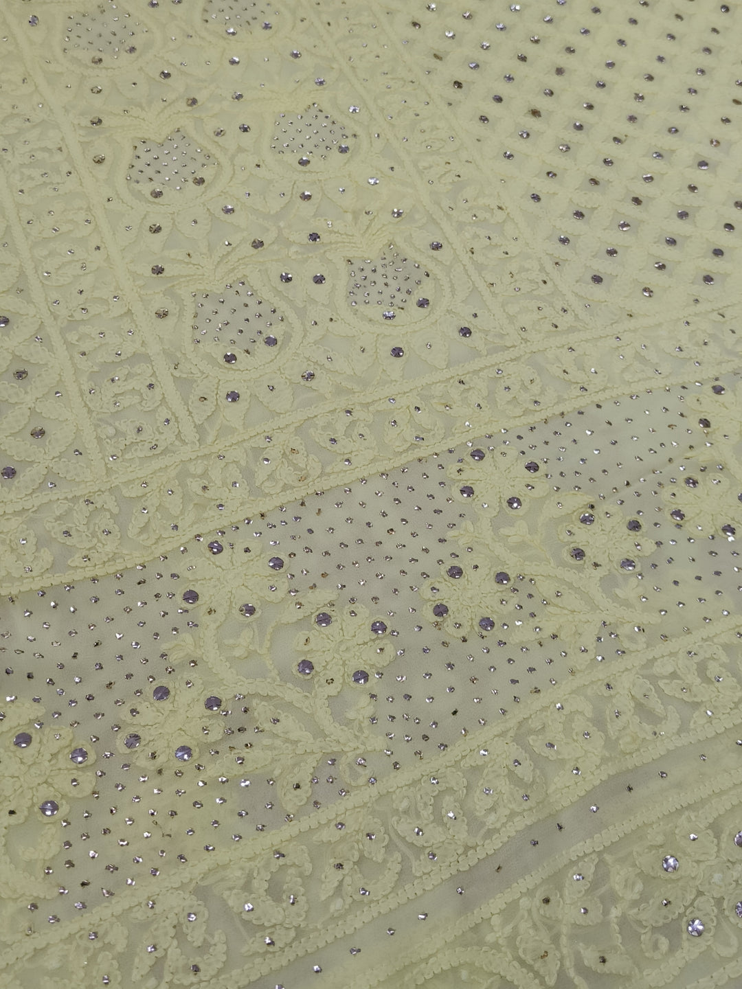 Yellow Pure Georgette Chikankari Kurta duppata fabric
