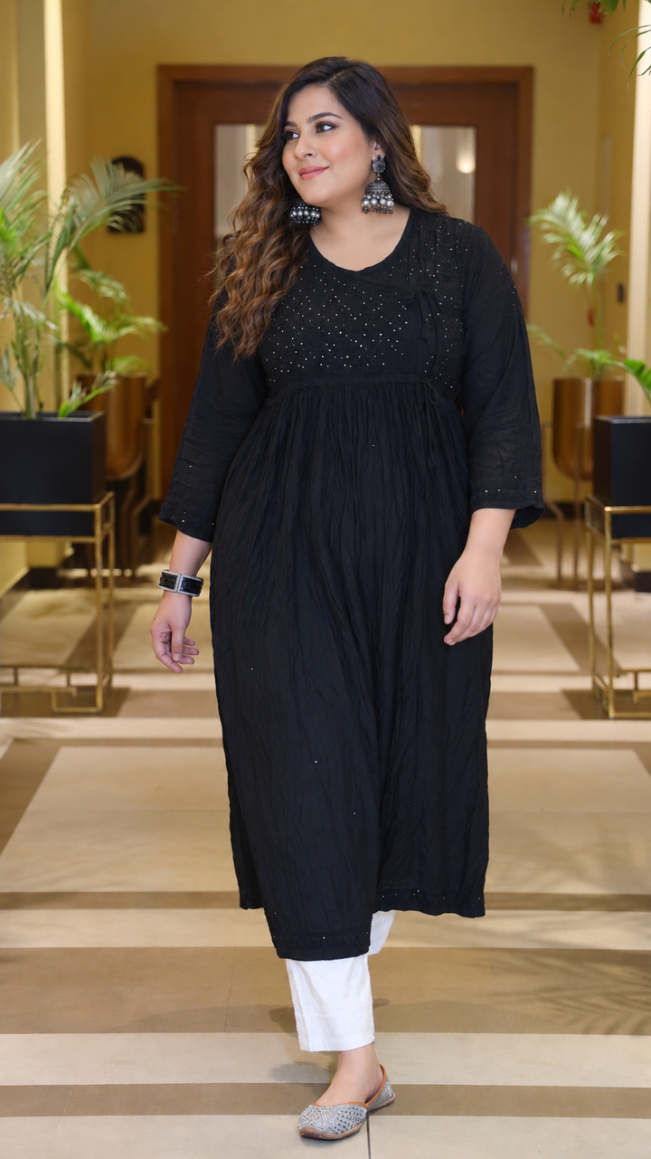 Black Modal  A- Line Chikankari Kurta