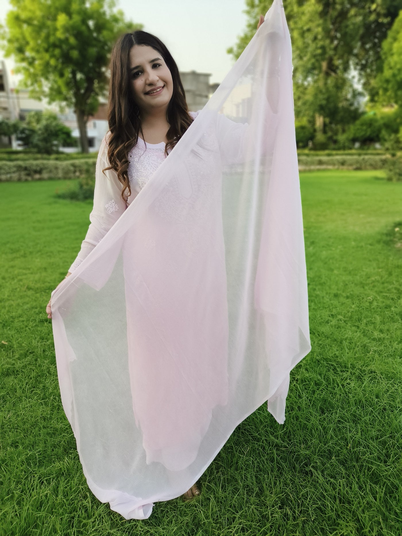 Light Pink Pure Chiffon Dupatta