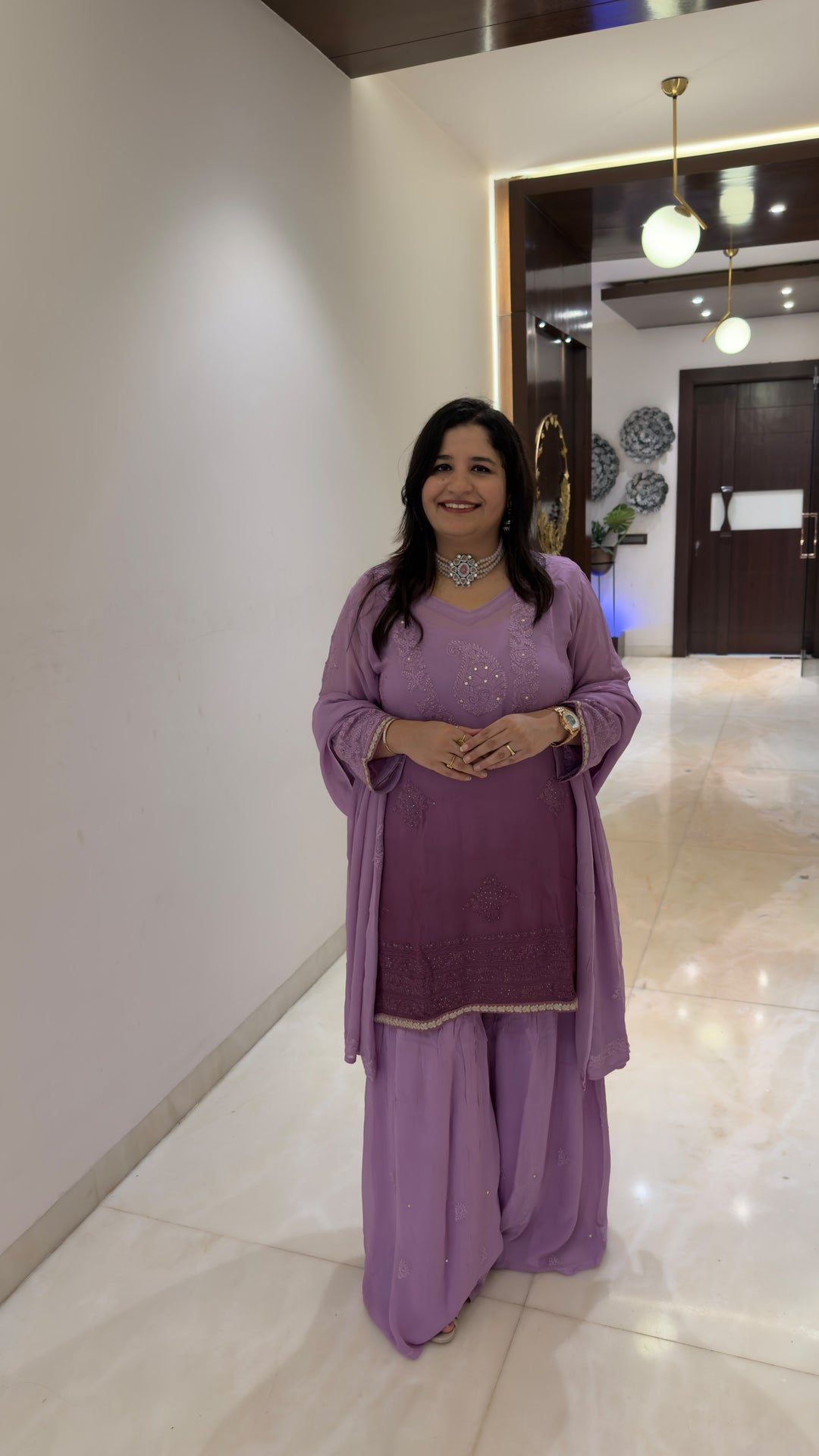 Purple ombre pure Georgette sharara set -Custom Made