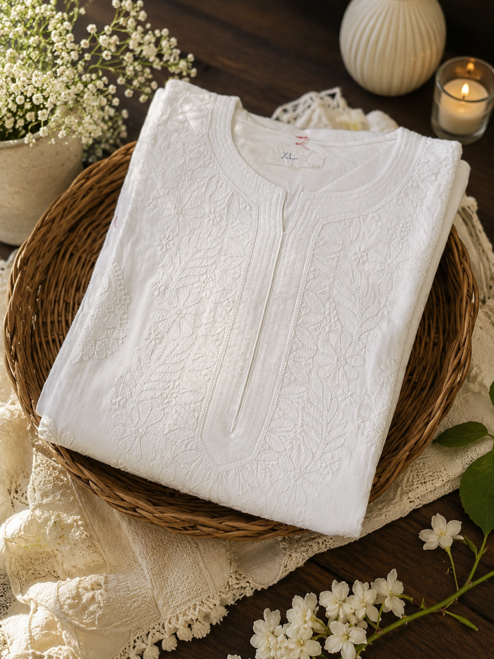 White rayon Chikankari Kurta