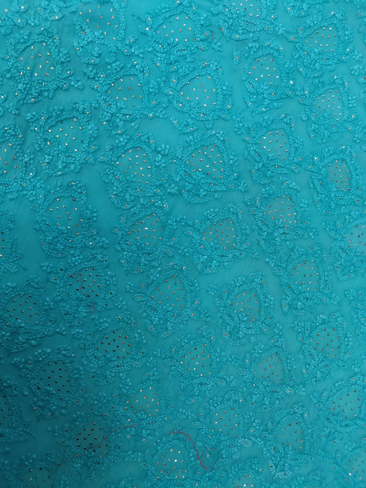 Aqua Blue Georgette Chikankari Kurta Duppata set