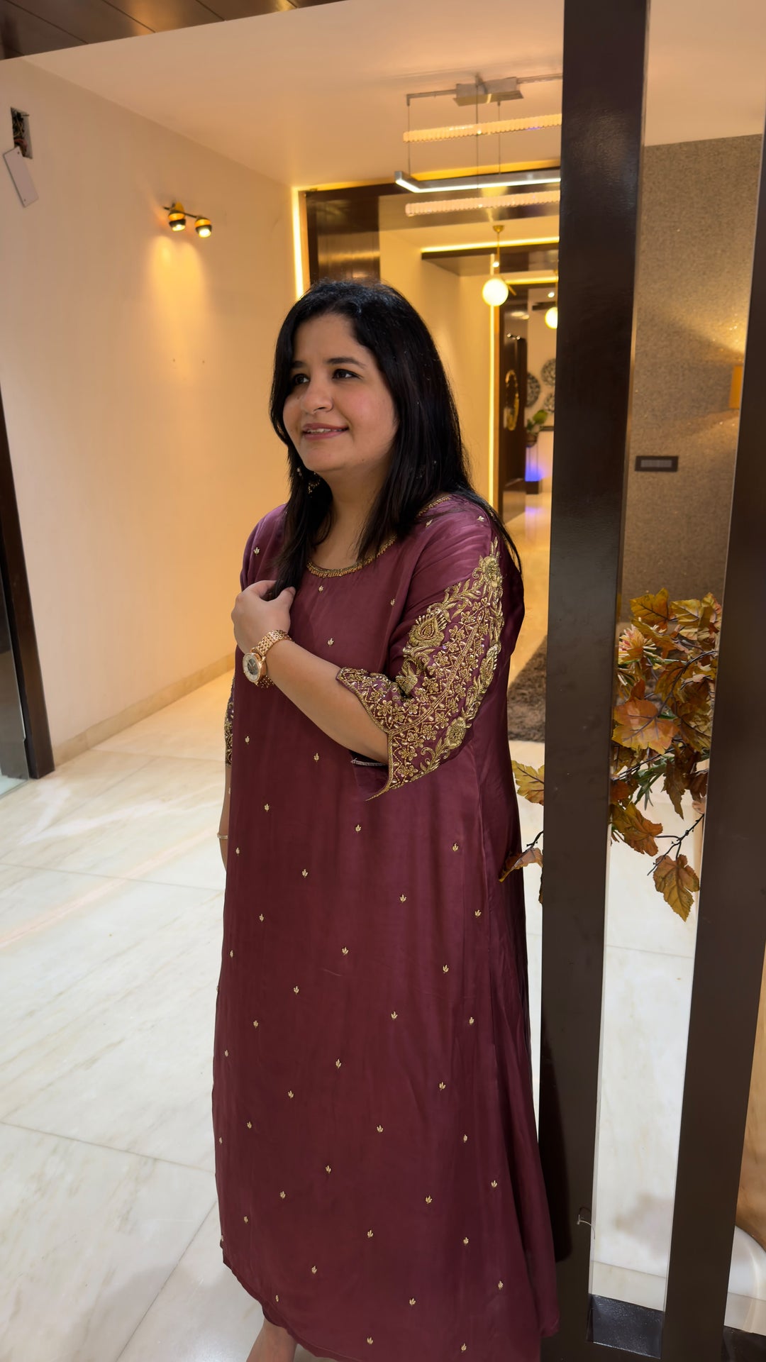 Brown Hand Embroidered Suit Set -Custom Made