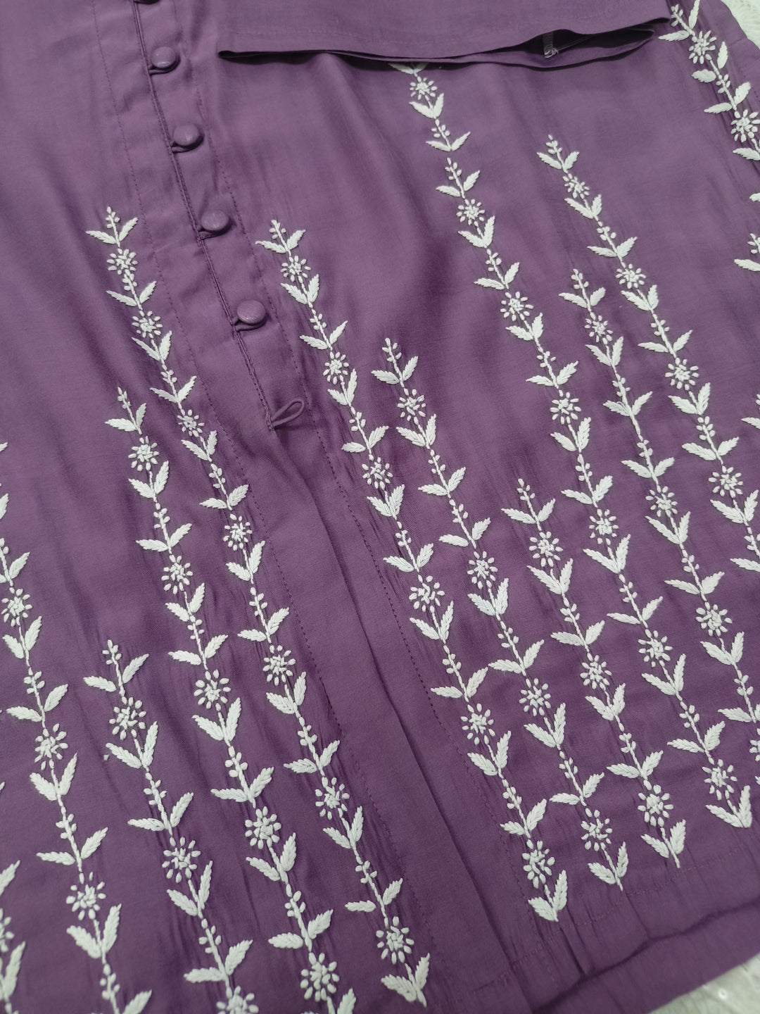 Lavender Chanderi Chikankari co-ord set - Custom made