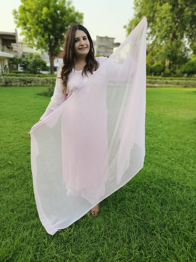 Light Pink Pure Chiffon Dupatta