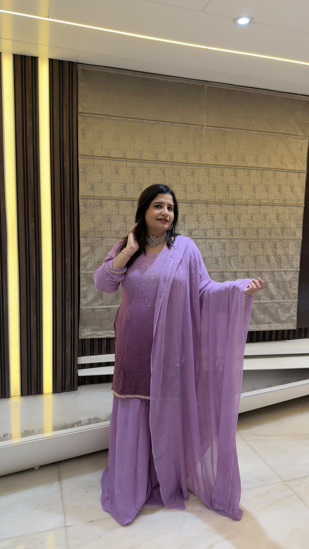 Purple ombre pure Georgette sharara set -Custom Made