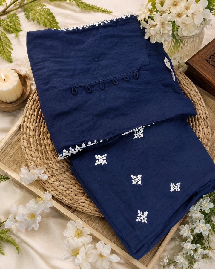 Navy Blue rayon Chikankari kurta set