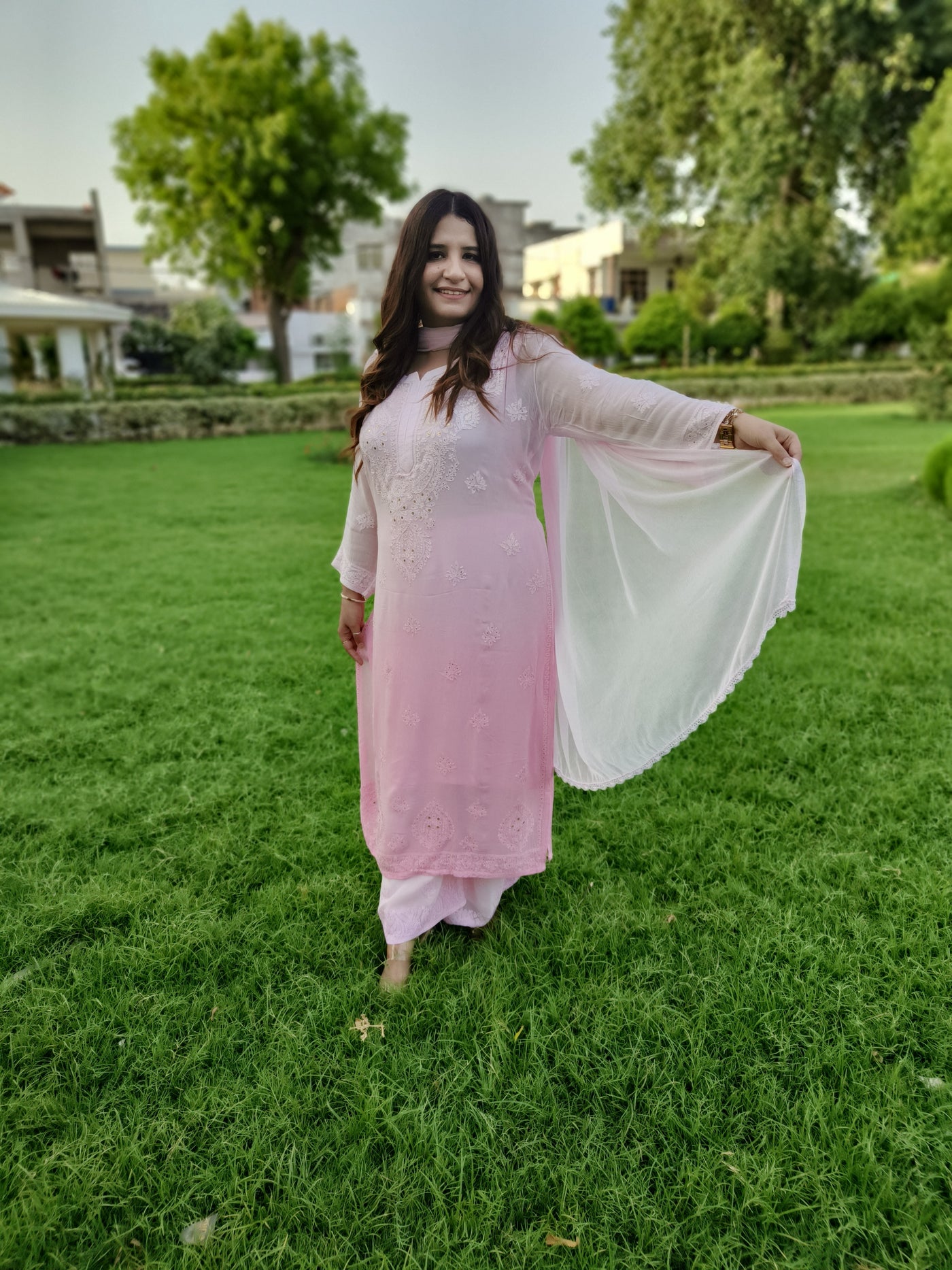 Light Pink Pure Chiffon Dupatta