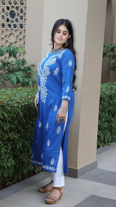 Blue Modal Chikankari Kurta