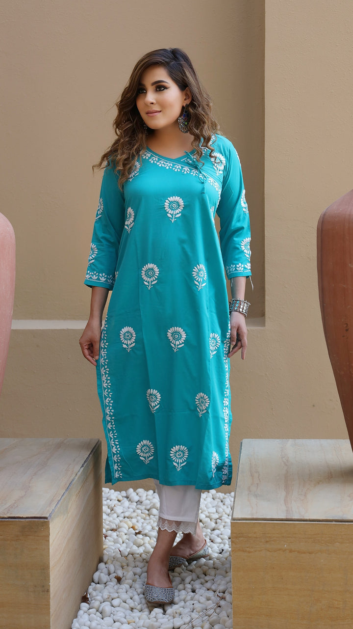 Sea Green Modal Chikankari kurta