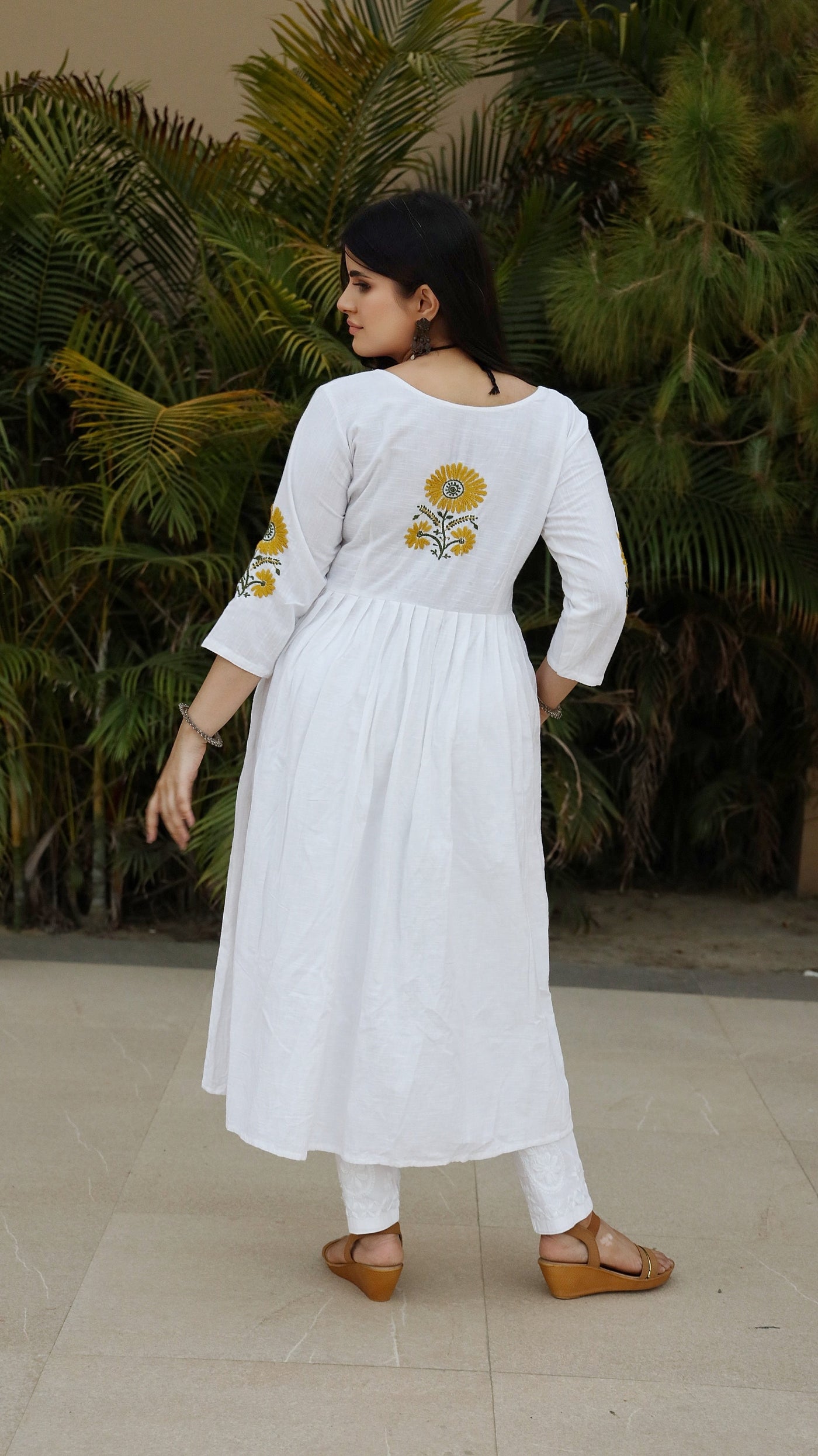 White A-Line Chikankari Kurta