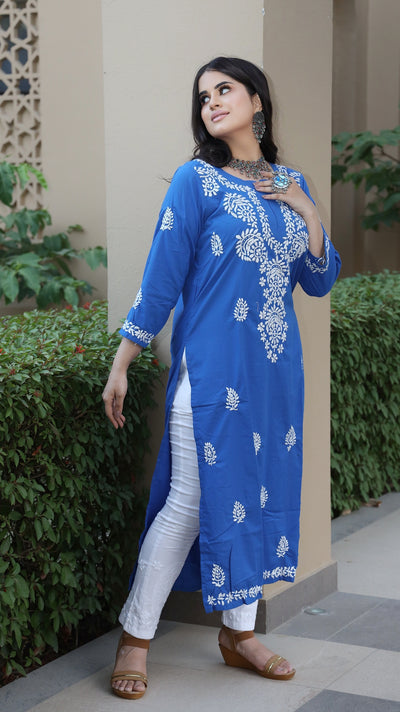 Blue Modal Chikankari Kurta