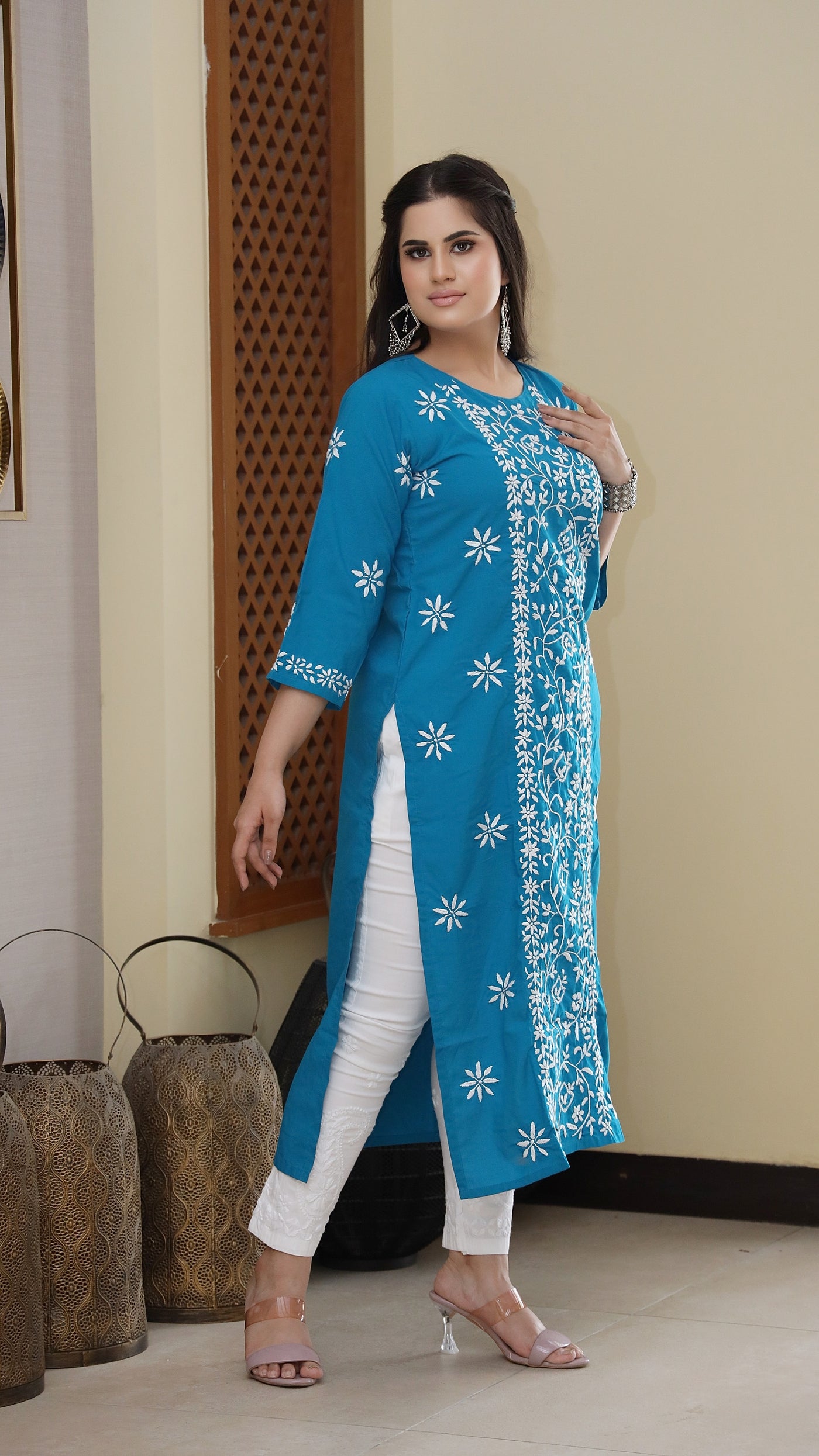 Blue Modal Chikankari kurta