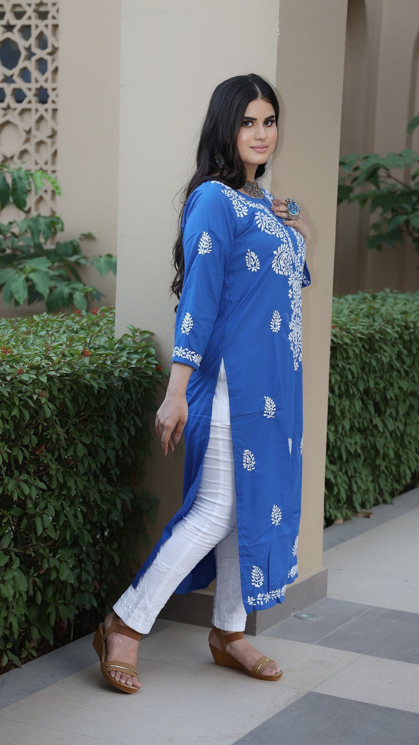 Blue Modal Chikankari Kurta