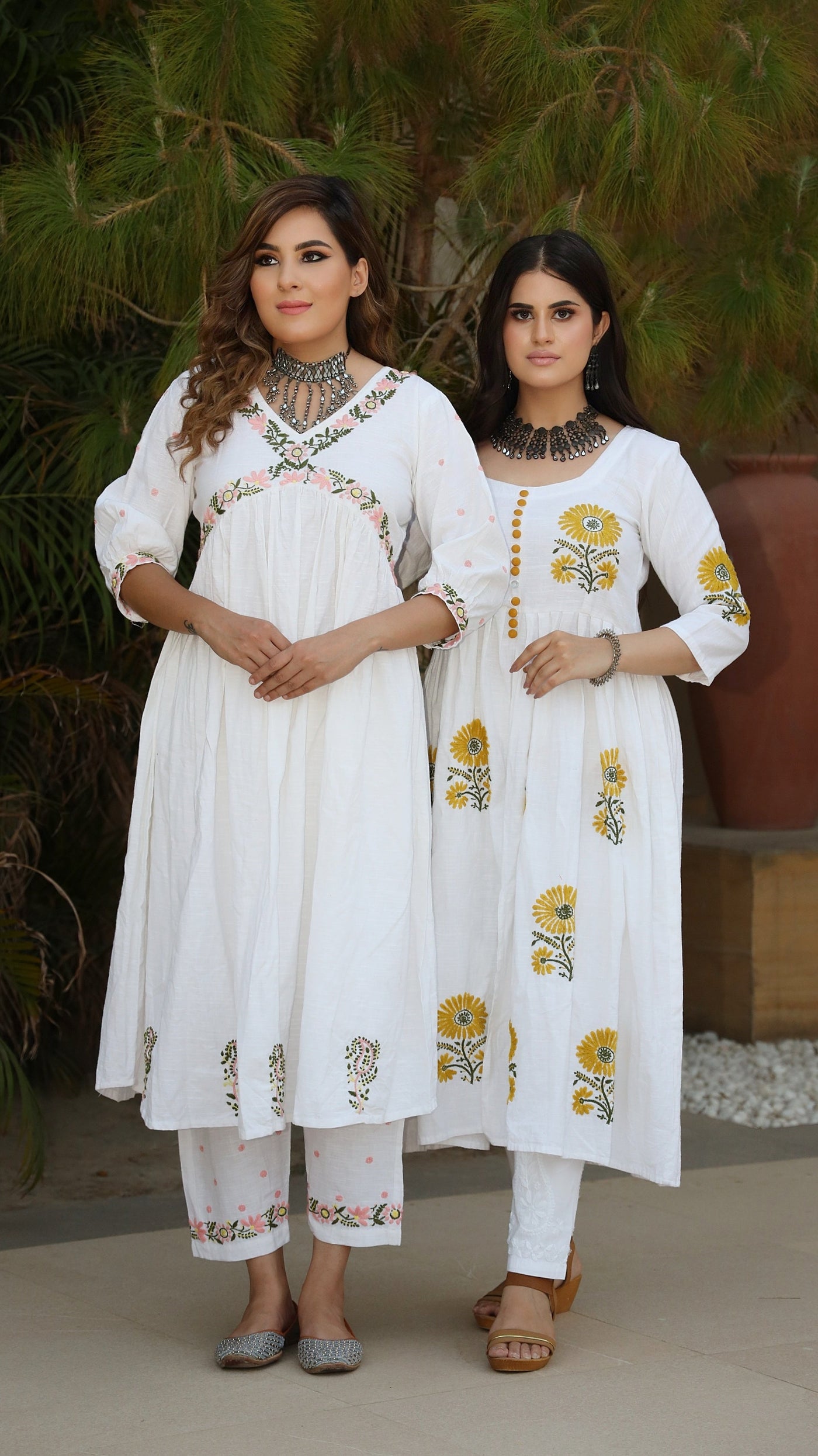 White A-Line Chikankari Kurta