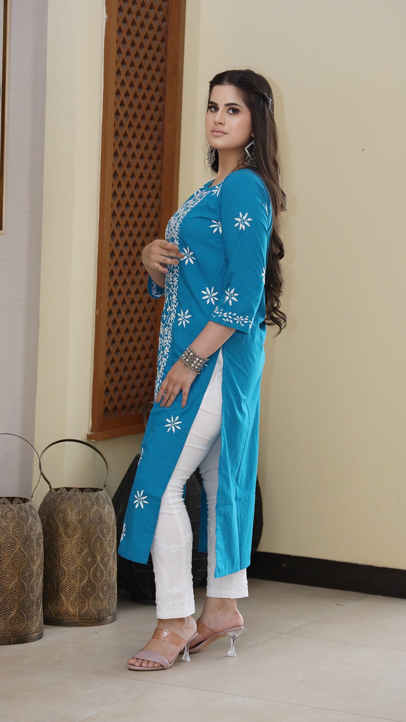 Blue Modal Chikankari kurta