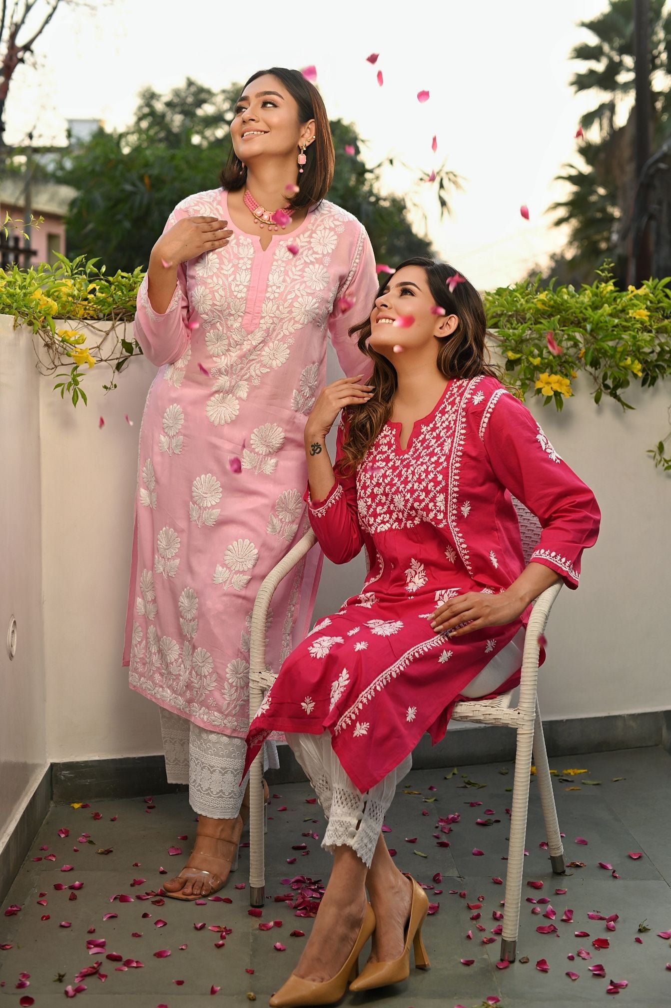 Pink Modal Chikankari Kurta