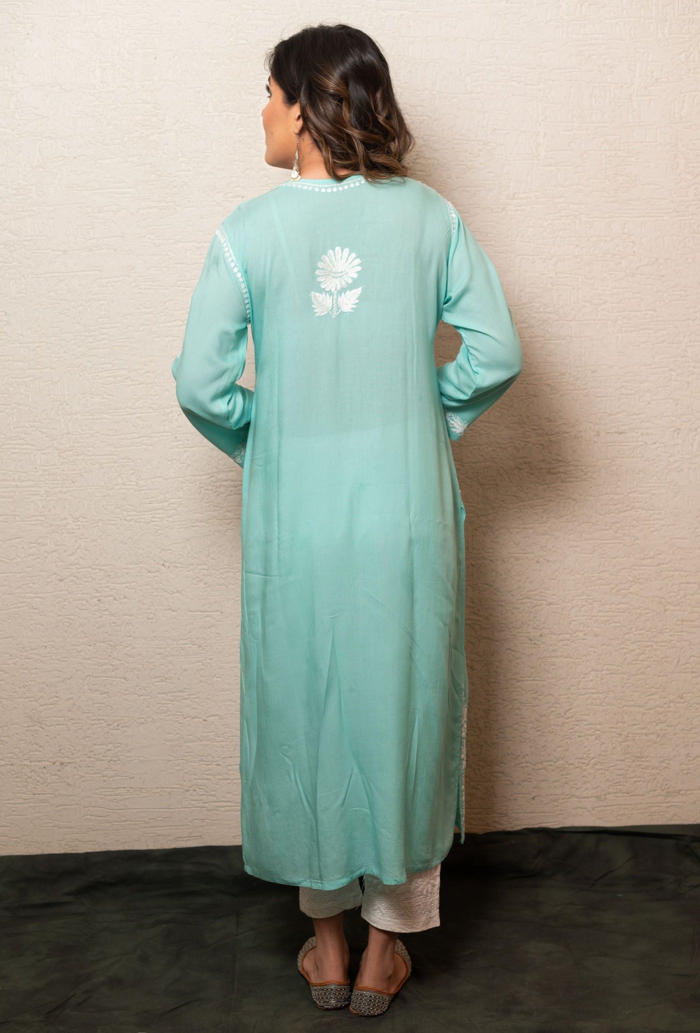 Sea Green Modal Chikankari Kurta