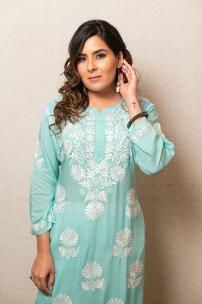 Sea Green Modal Chikankari Kurta