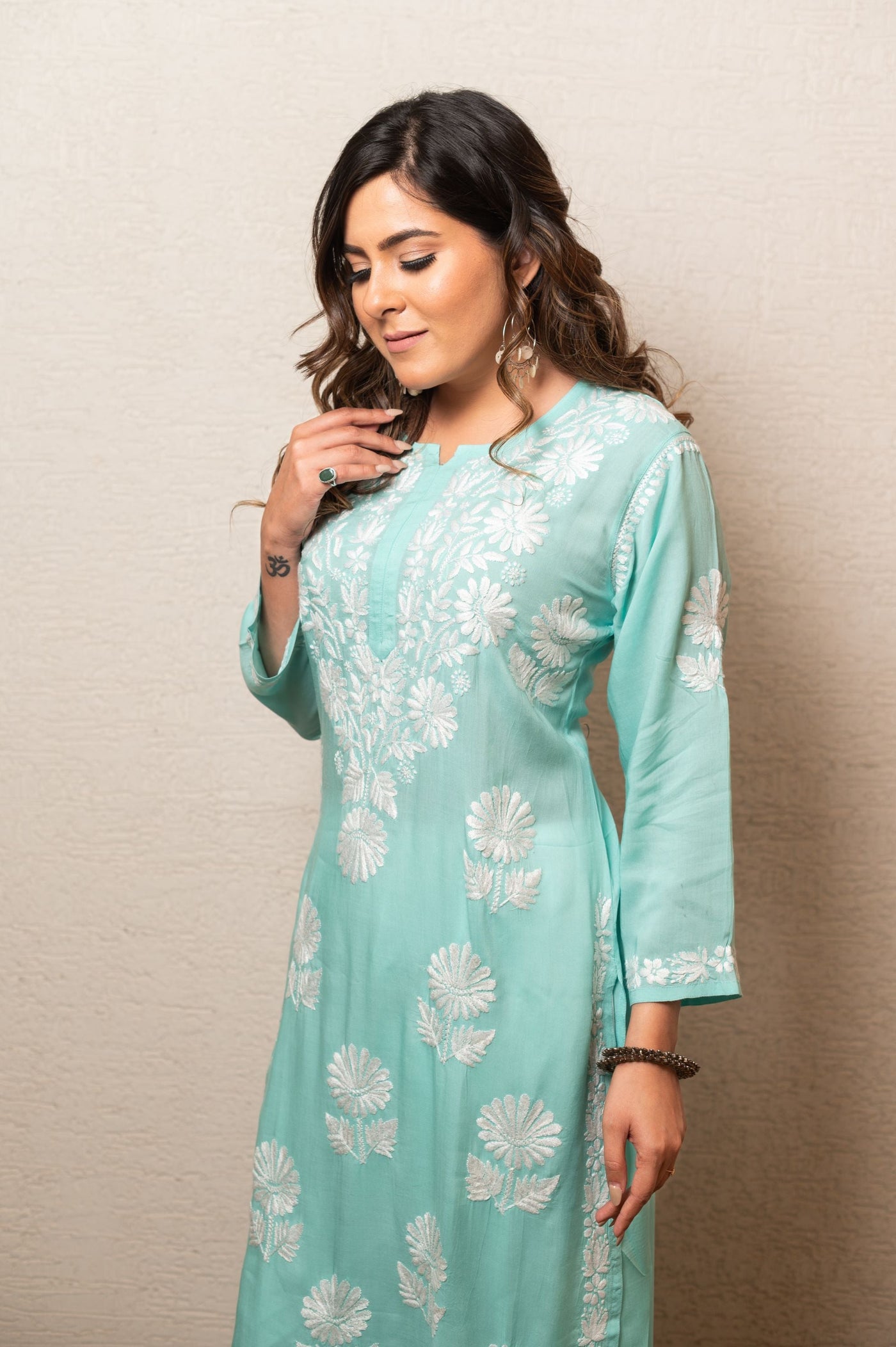 Sea Green Modal Chikankari Kurta