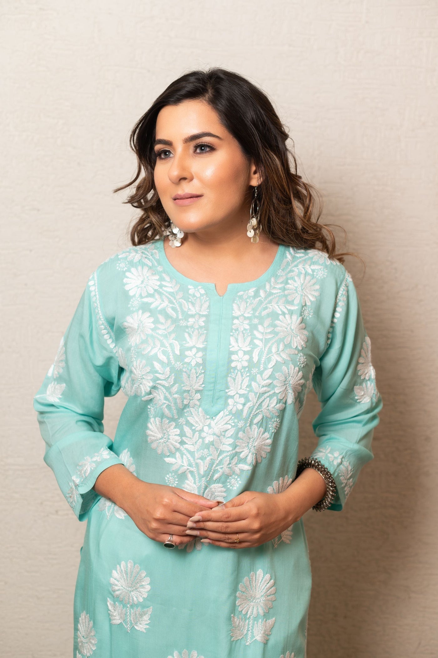 Sea Green Modal Chikankari Kurta