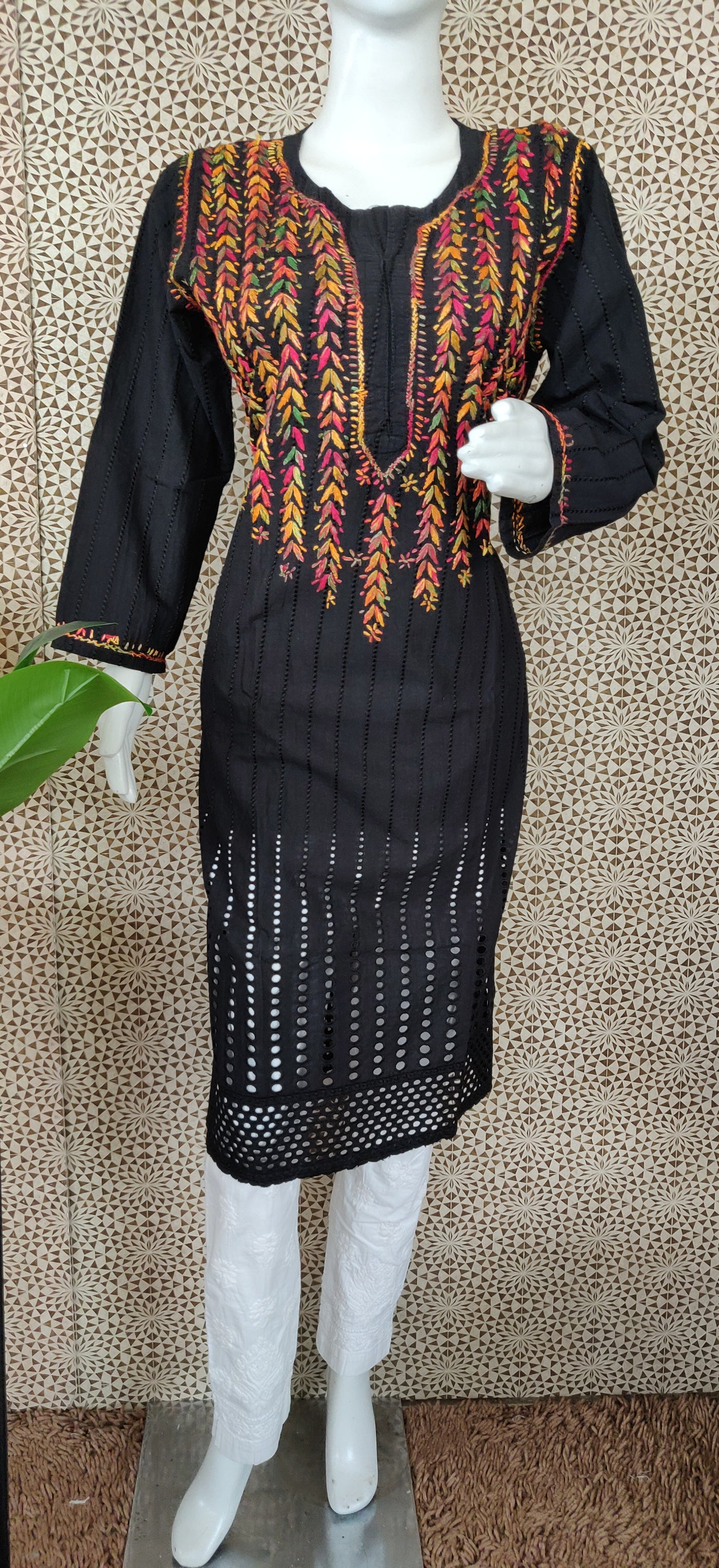 Black pure cotton chikankari kurta