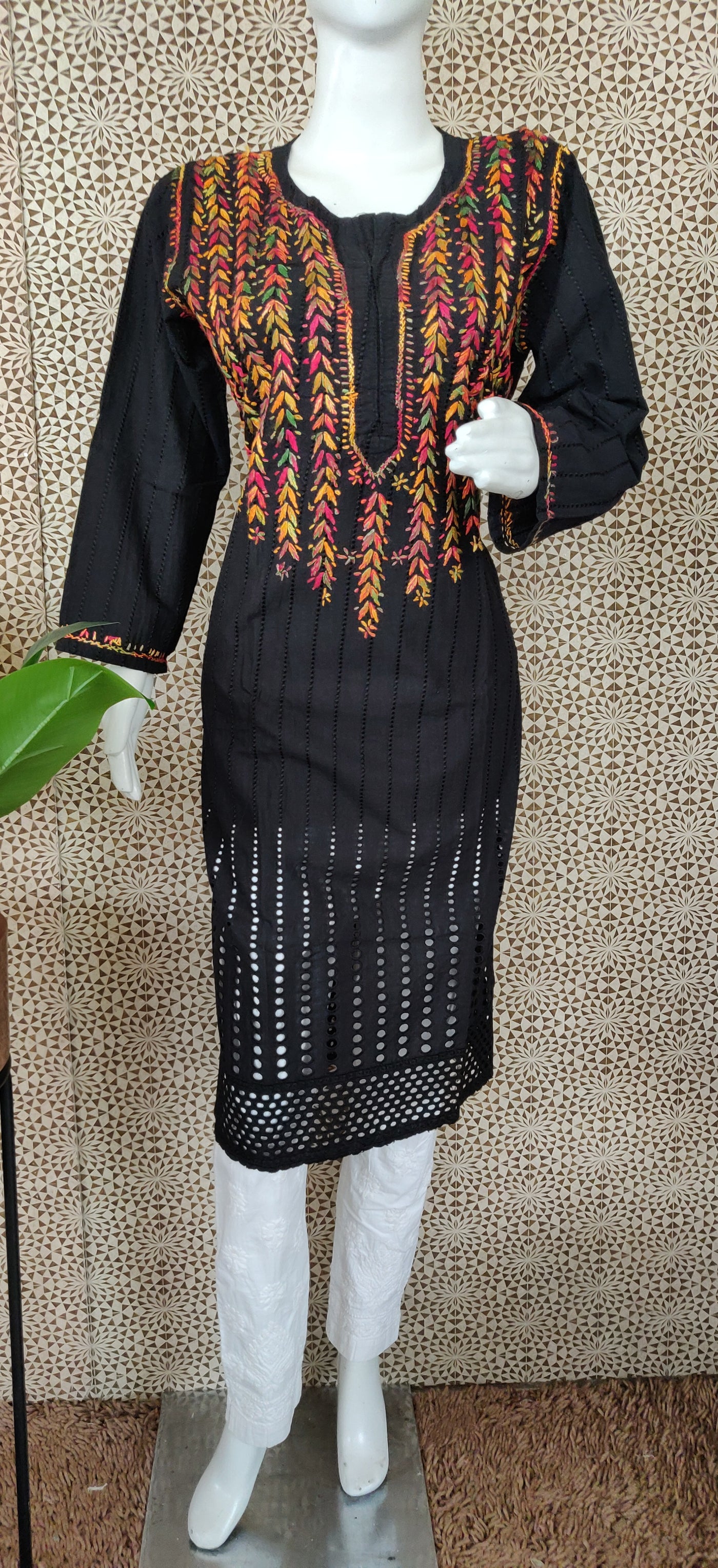 Black pure cotton chikankari kurta