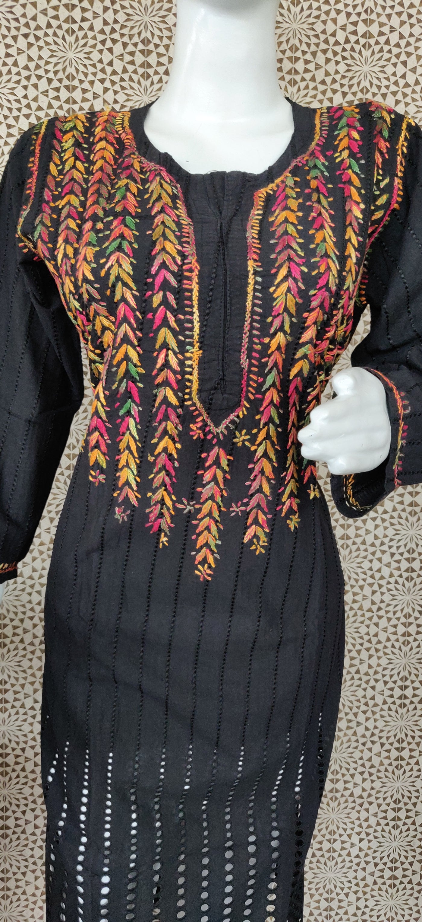 Black pure cotton chikankari kurta