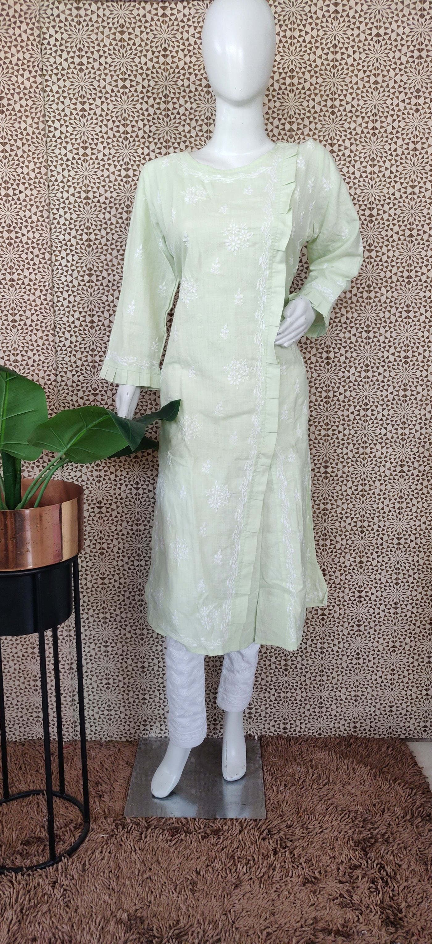 Light Green cotton chikankari kurta