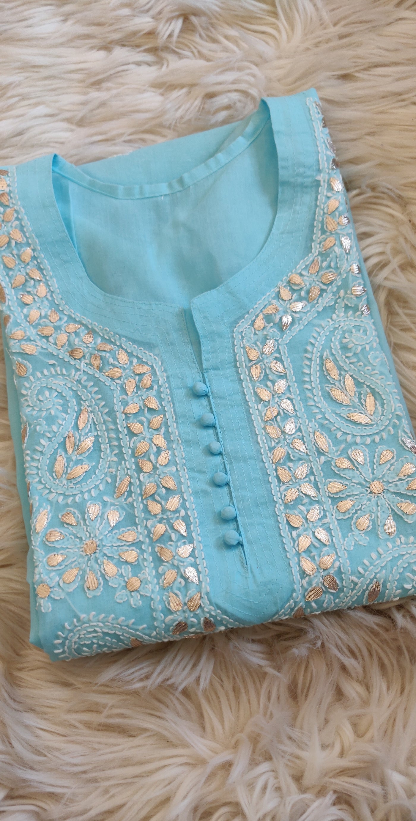 Light Blue voice Cotton Chikankari Kurta