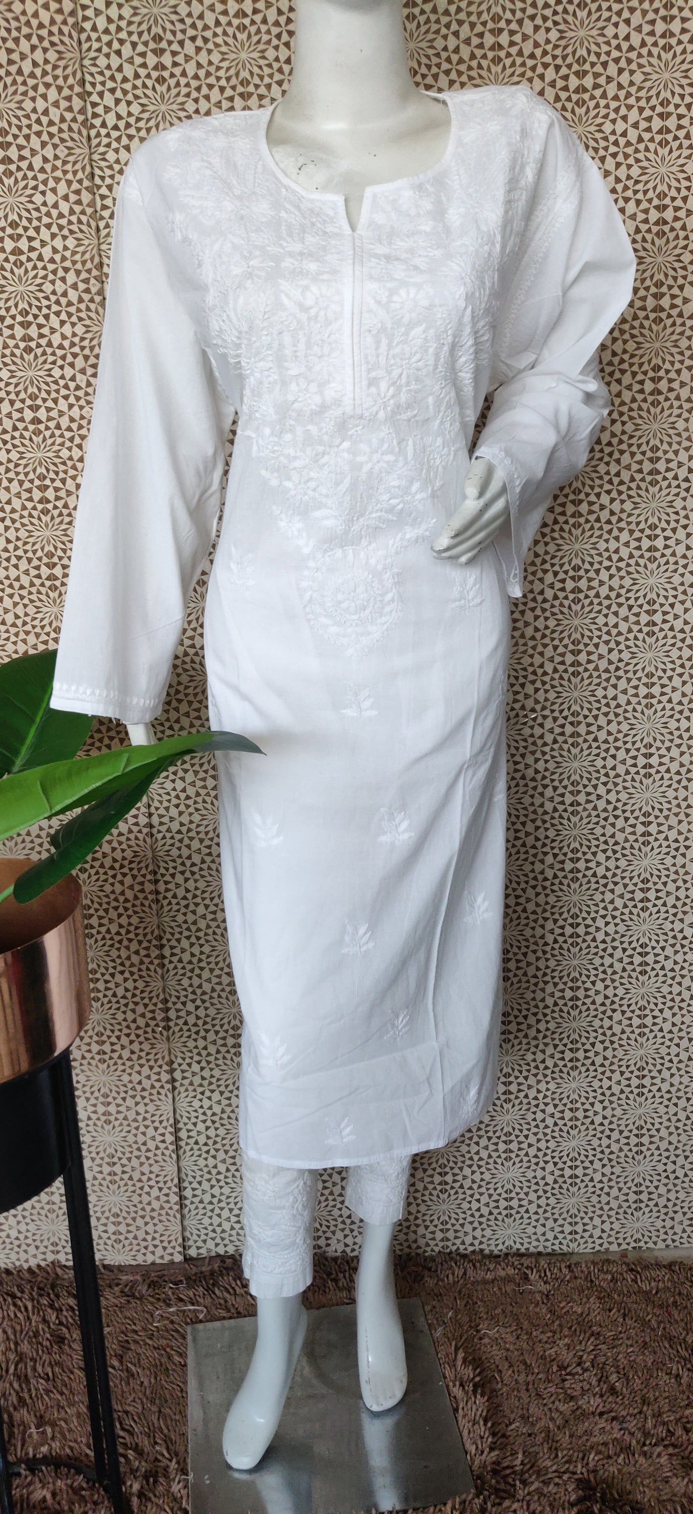 White pure cotton Chikankari Kurta