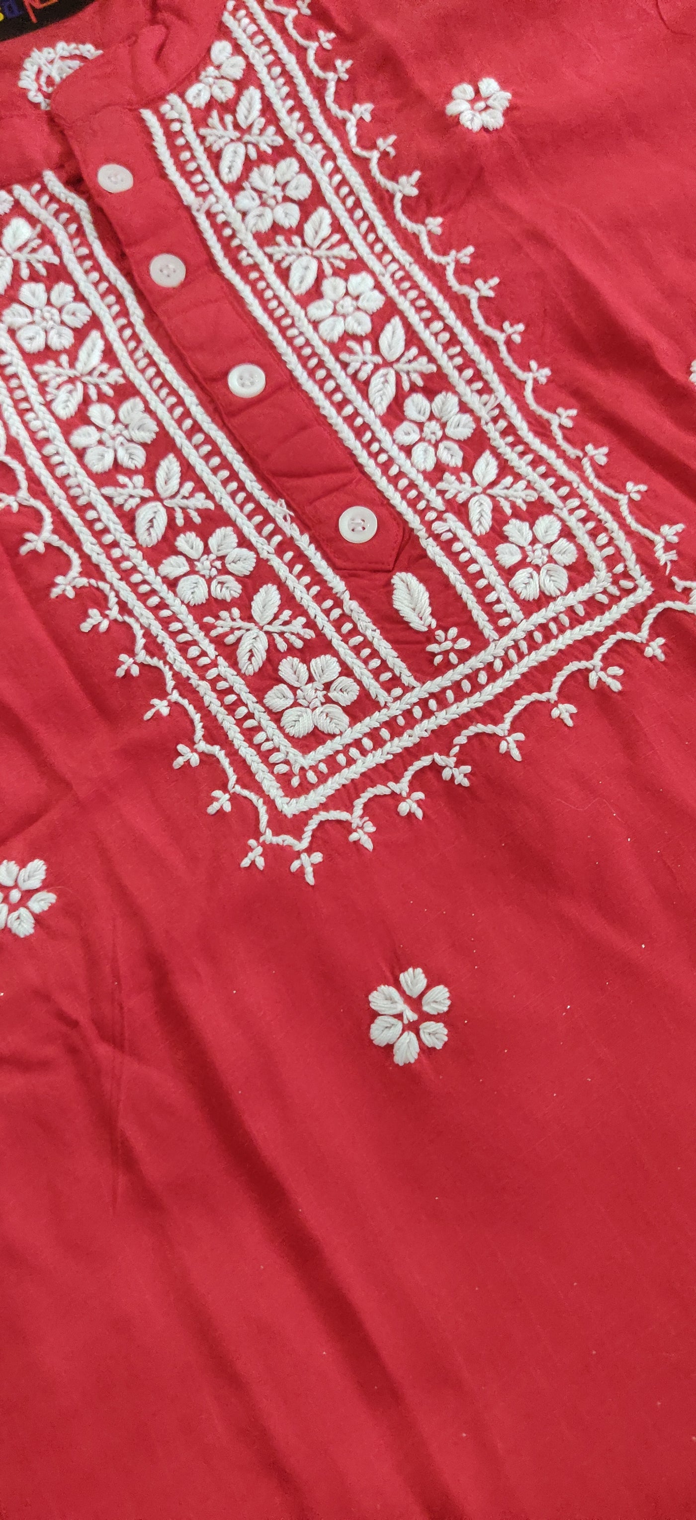 Red modal chikankari Short Kurta