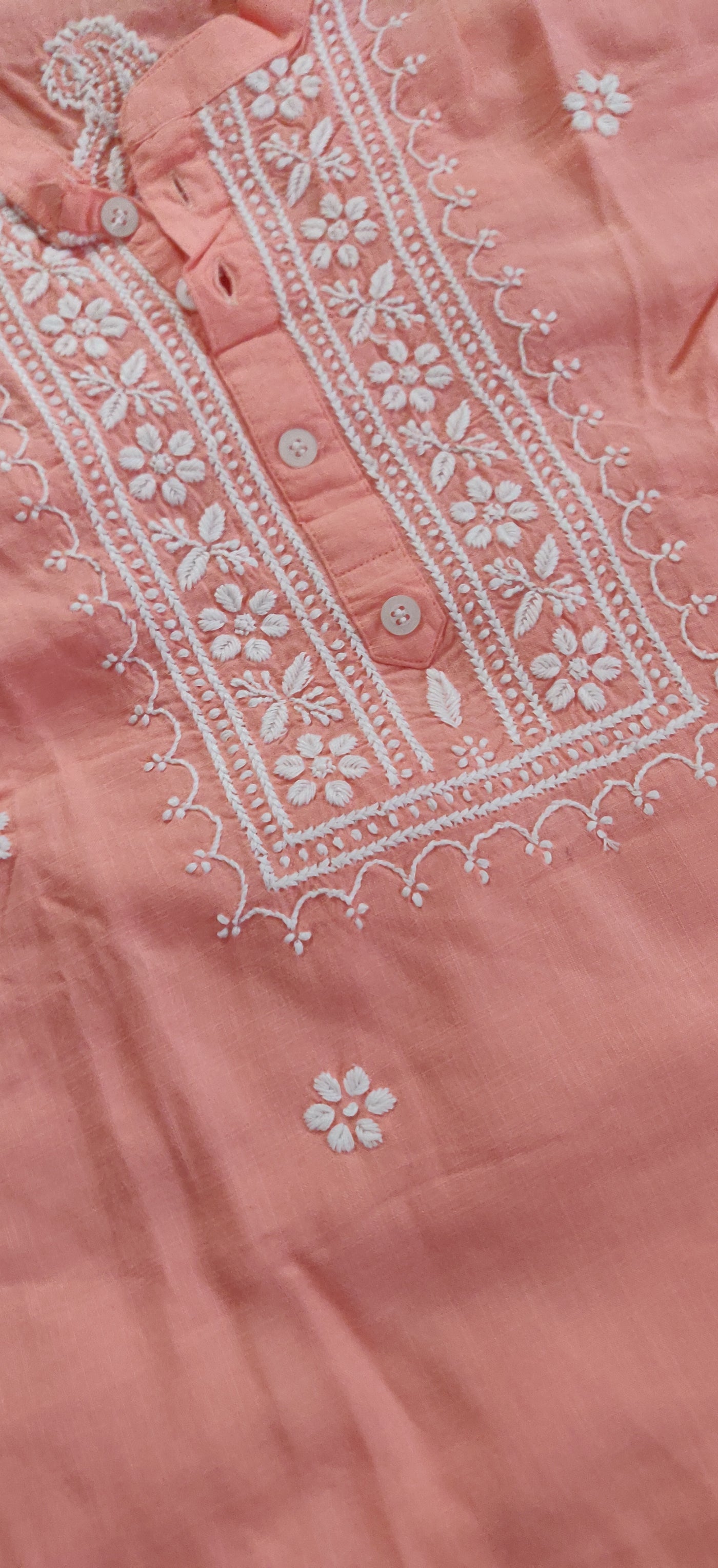 Peach modal Chikankari Short Kurta