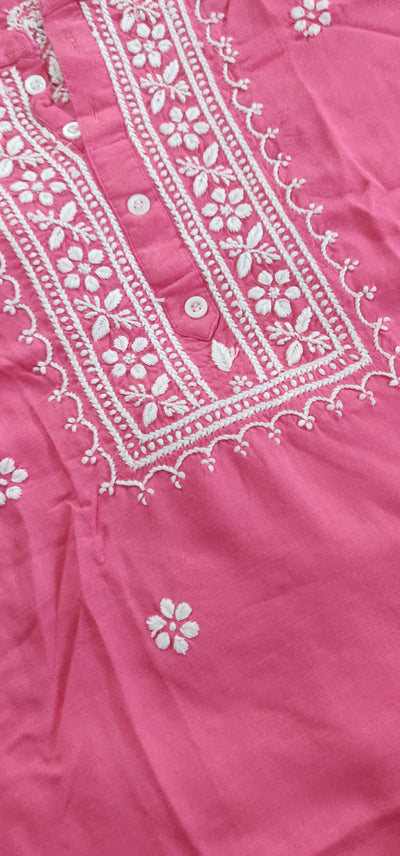 Rani pink modal chikankari Short Kurta