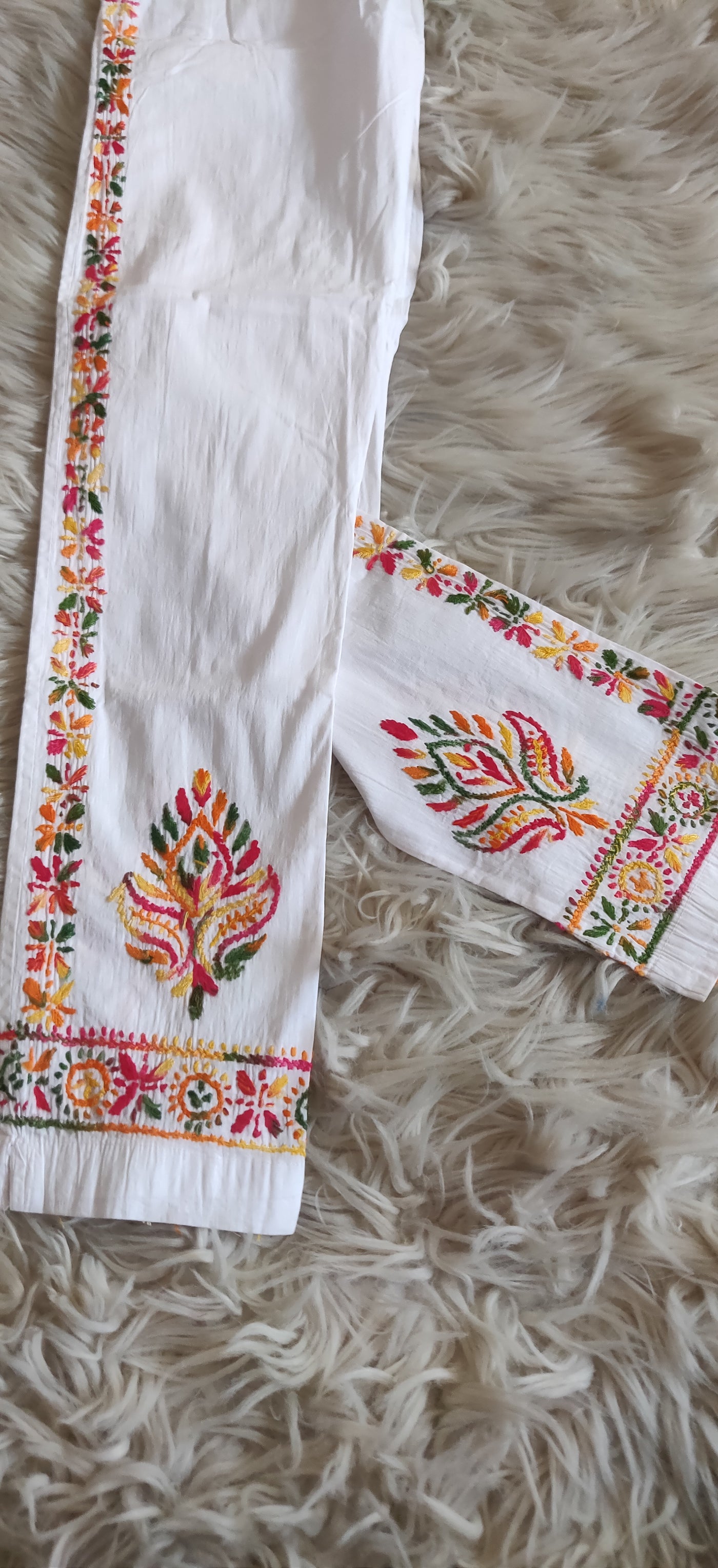 White Cotton chikankari Pant