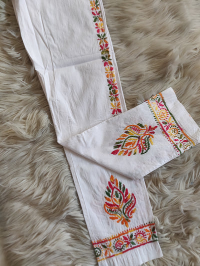 White Cotton chikankari Pant