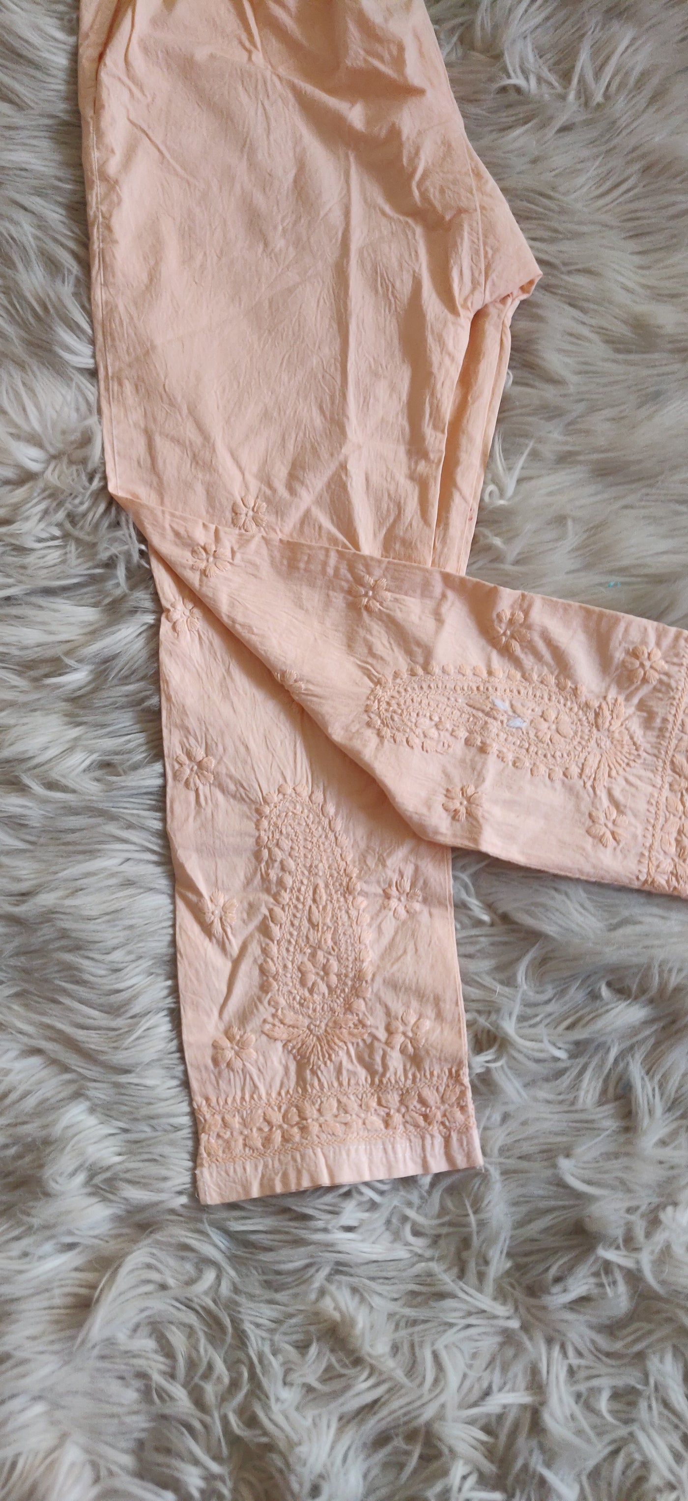 Peach Cotton chikankari Pant