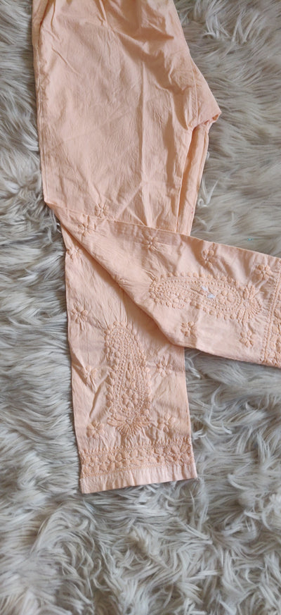 Peach Cotton chikankari Pant