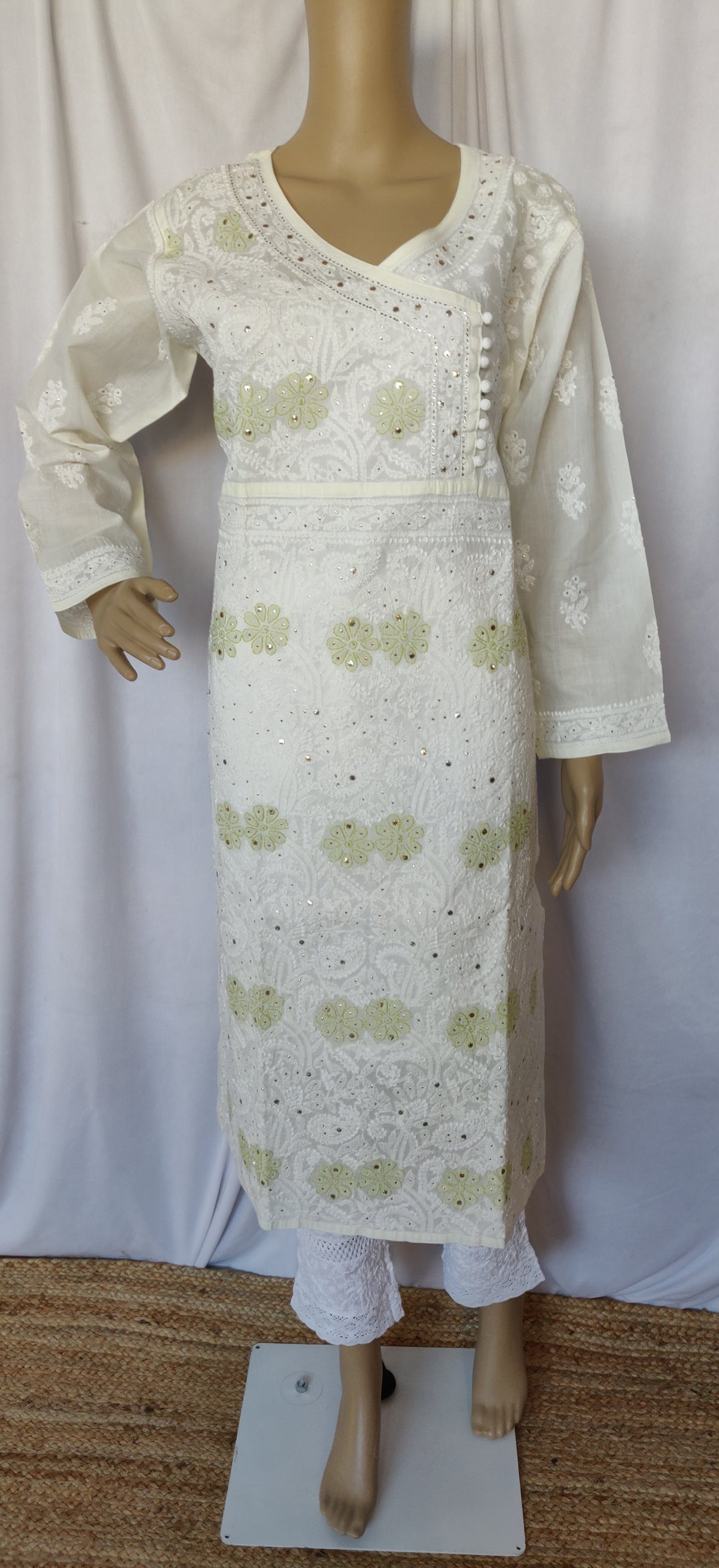 Mint Green Cotton Chikankari Kurta