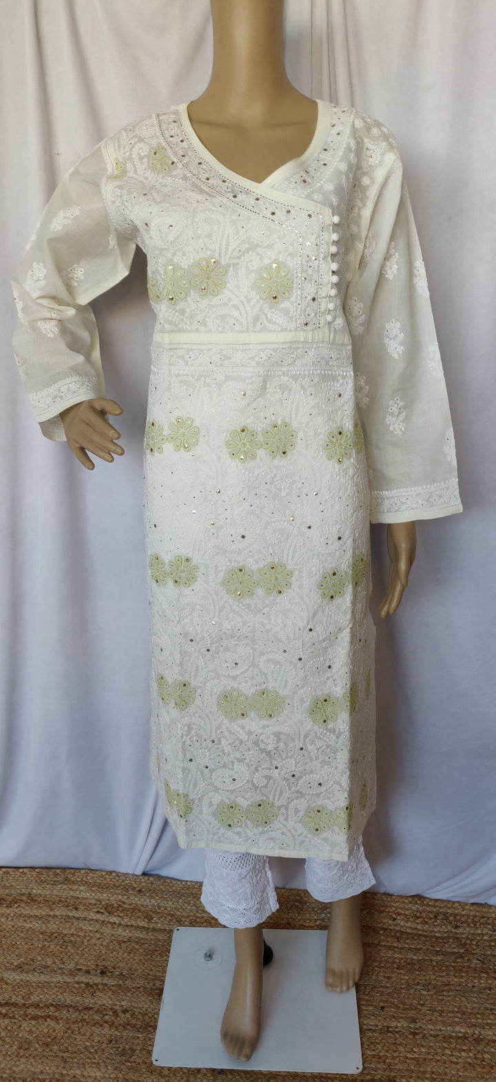Mint Green Cotton Chikankari Kurta