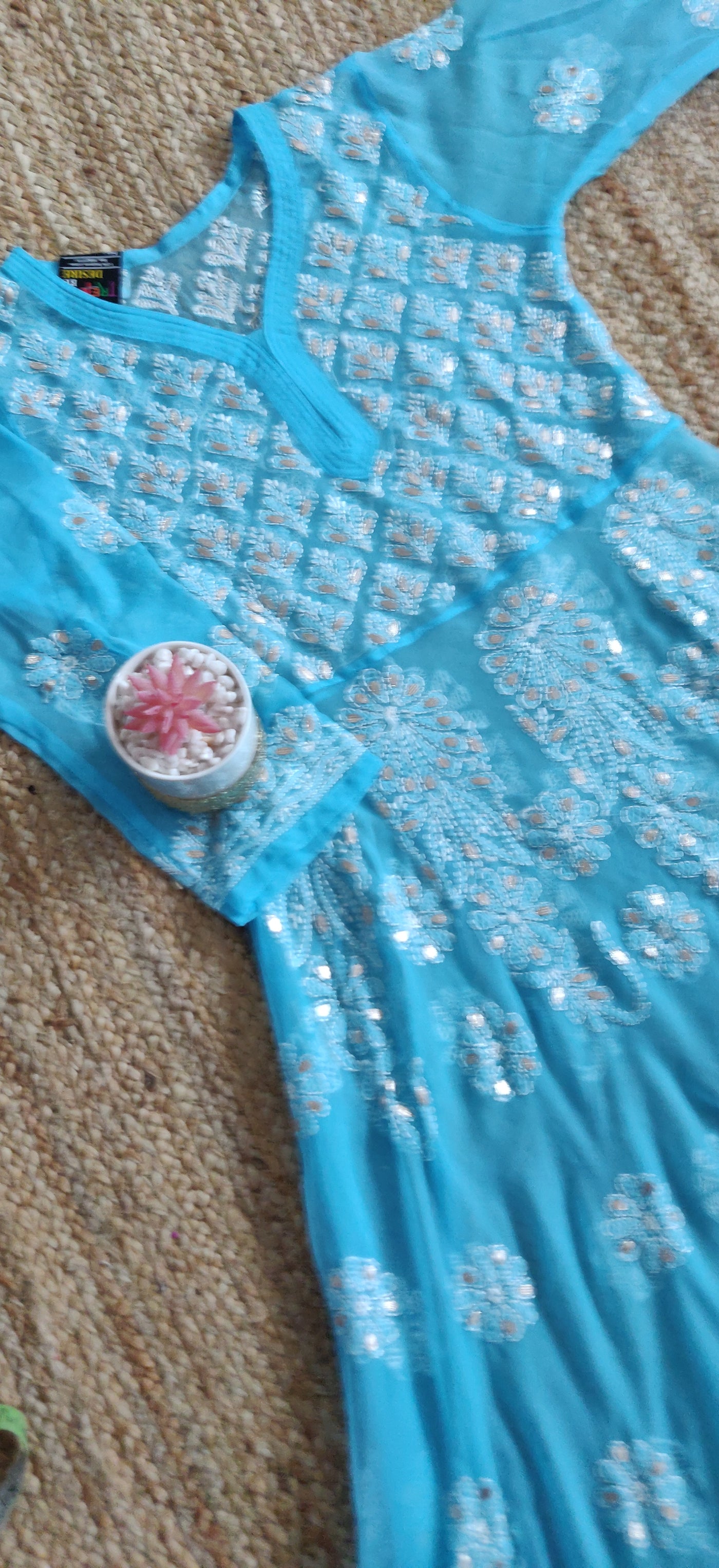 Light Blue Georgette Chikankari anarkali kurta