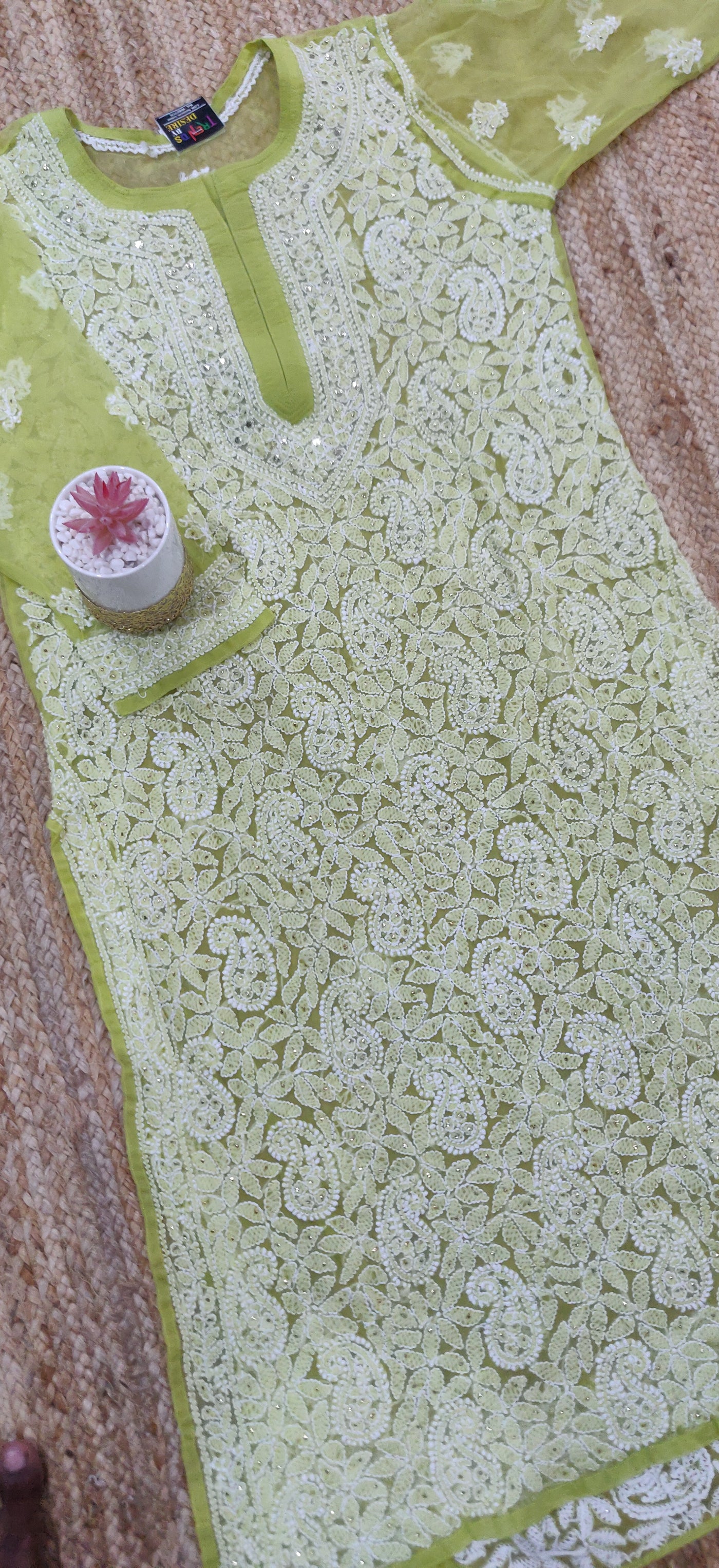 Light Green Georgette chikankari kurta