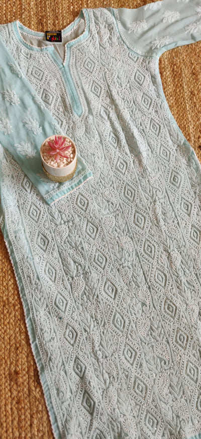 Light blue Georgette chikankari kurta